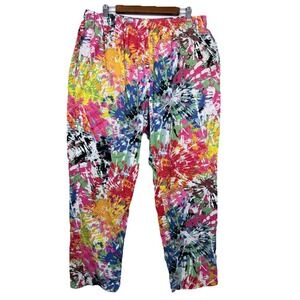 UA Chef Pants Size XL Cotton Drawstring Waist Pockets Paint Splatter Artist AOP